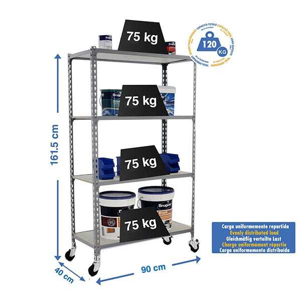 Estanteria 1575x900x400 MADERCLICK MOBILE 4/400 1500 GRIS/MADERA marca SIMONRACK