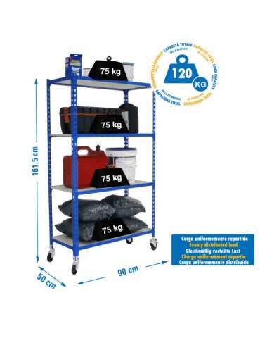 Estanteria 1575x900x500 MADERCLICK MOBILE 4/500 1500 AZUL/MADERA marca SIMONRACK