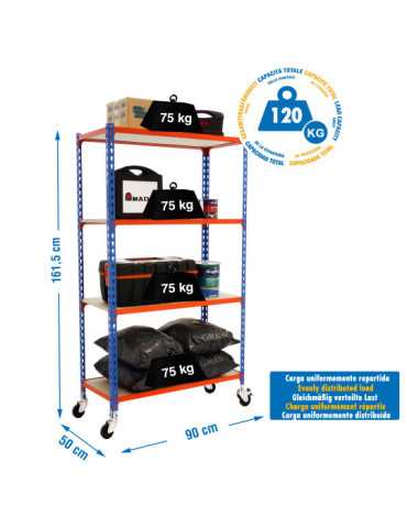 Estanteria 1575x900x500 MADERCLICK MOBILE 4/500 1500 AZUL/NARANJA/MADE marca SIMONRACK