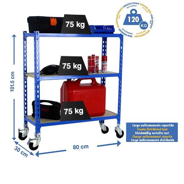 Estanteria 975x800x300 MADERCLICK MOBILE MINI 3/300 900 AZUL/MADERA marca SIMONRACK