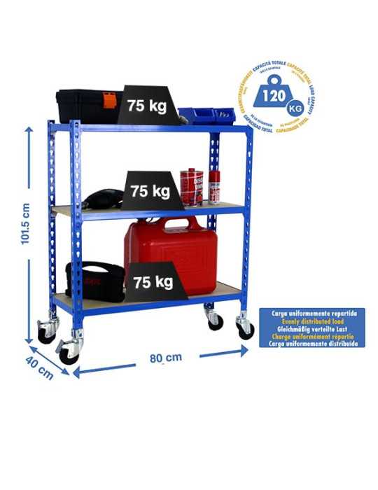 Estanteria 975x800x400 MADERCLICK MOBILE MINI 3/400 900 AZUL/MADERA marca SIMONRACK