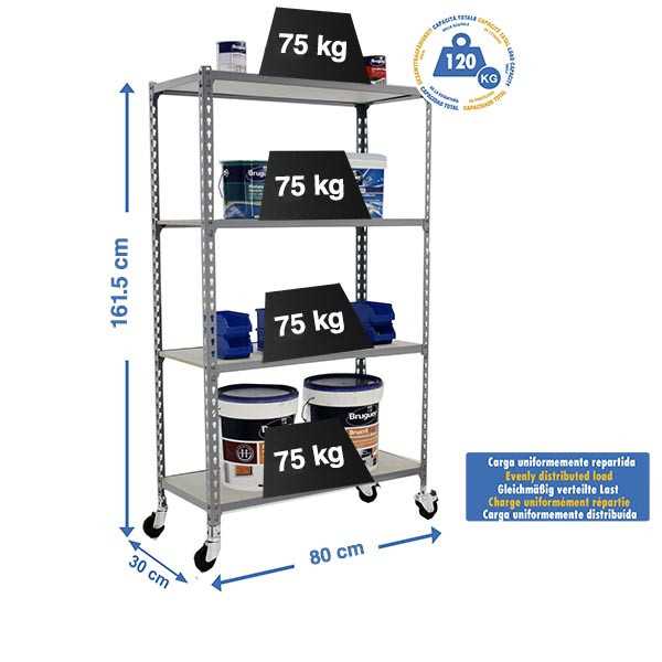 Estanteria 1575x800x300 MADERCLICK MOBILE MINI 4/300 1500 GRIS/MADERA marca SIMONRACK