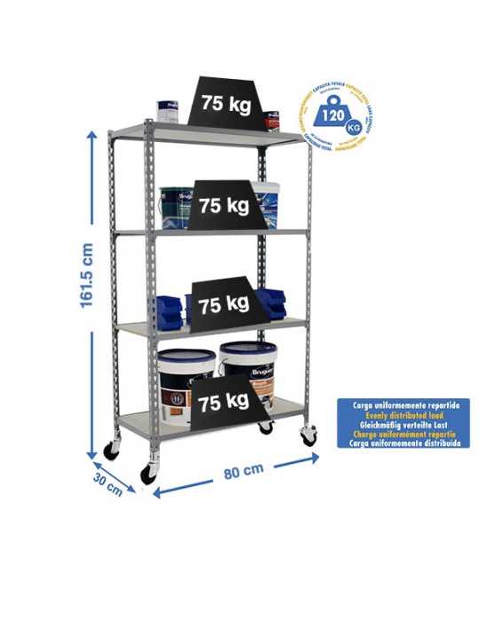 Estanteria 1575x800x300 MADERCLICK MOBILE MINI 4/300 1500 GRIS/MADERA marca SIMONRACK