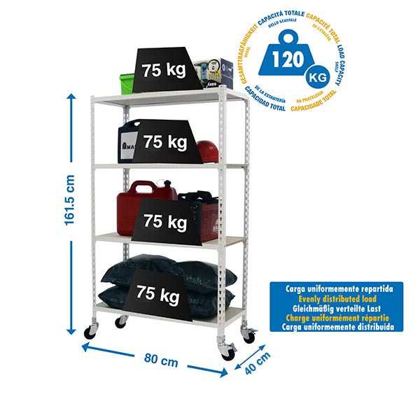 Estanteria 1575x800x400 MADERCLICK MOBILE MINI 4/400 1500 BCO/MAD marca SIMONRACK