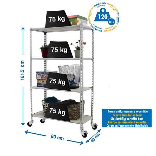 Estanteria 1575x800x400 MADERCLICK MOBILE MINI 4/400 1500 GALVA/MADERA marca SIMONRACK