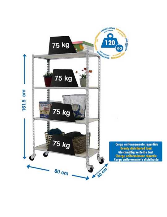 Estanteria 1575x800x400 MADERCLICK MOBILE MINI 4/400 1500 GALVA/MADERA marca SIMONRACK