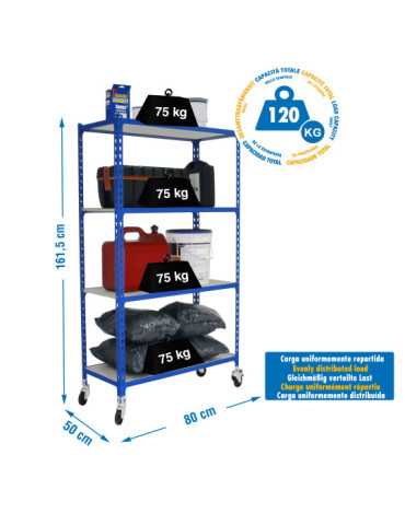 Estanteria 1575x800x500 MADERCLICK MOBILE MINI 4/500 1500 AZUL/MADERA marca SIMONRACK
