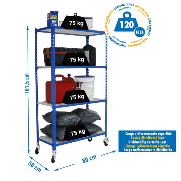 Estanteria 1575x800x500 MADERCLICK MOBILE MINI 4/500 1500 AZUL/MADERA marca SIMONRACK