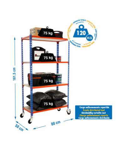 Estanteria 1575x800x500 MADERCLICK MOBILE MINI 4/500 1500 AZUL/NAR/MA marca SIMONRACK