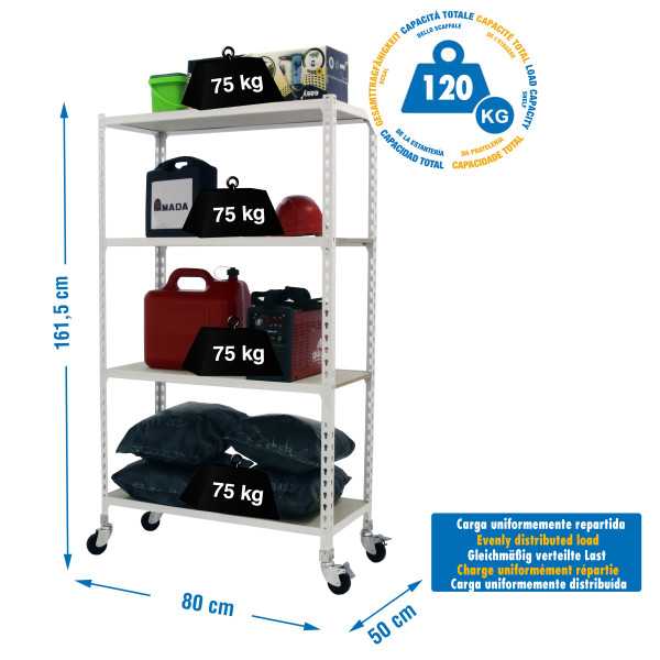 Estanteria 1575x800x500 MADERCLICK MOBILE MINI 4/500 1500 BCO/MAD marca SIMONRACK