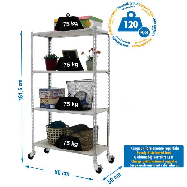 Estanteria 1575x800x500 MADERCLICK MOBILE MINI 4/500 1500 GALVA/MADERA marca SIMONRACK
