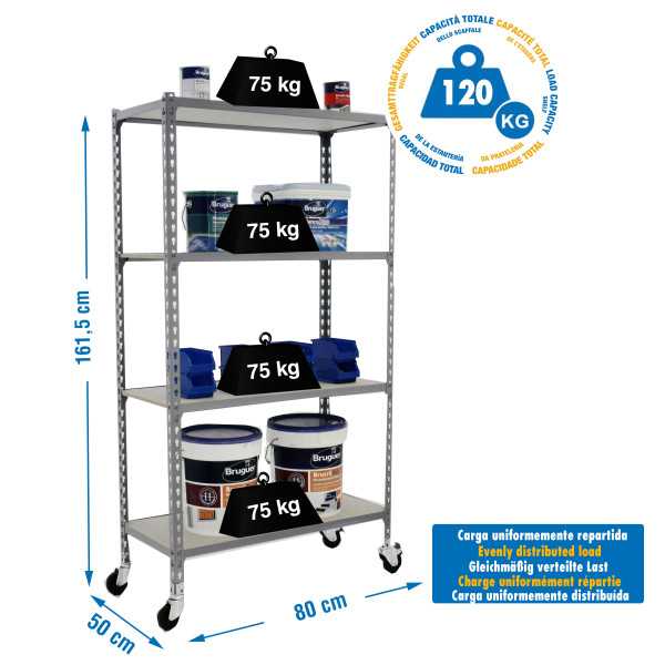 Estanteria 1575x800x500 MADERCLICK MOBILE MINI 4/500 1500 GRIS/MADERA marca SIMONRACK