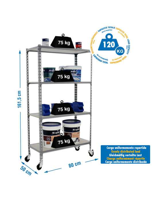 Estanteria 1575x800x500 MADERCLICK MOBILE MINI 4/500 1500 GRIS/MADERA marca SIMONRACK