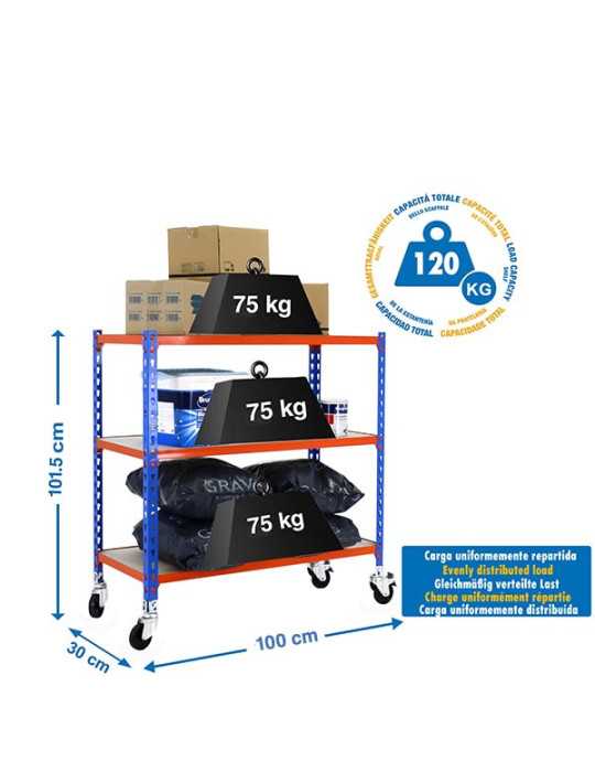 Estanteria 975x1000x300 MADERCLICK MOBILE PLUS 3/300 900 AZ/NAR/MAD marca SIMONRACK