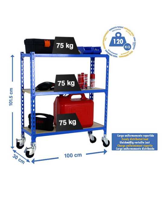 Estanteria 975x1000x300 MADERCLICK MOBILE PLUS 3/300 900 AZUL/MADERA marca SIMONRACK