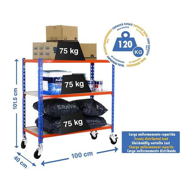Estanteria 975x1000x400 MADERCLICK MOBILE PLUS 3/400 900 AZ/NAR/MAD marca SIMONRACK