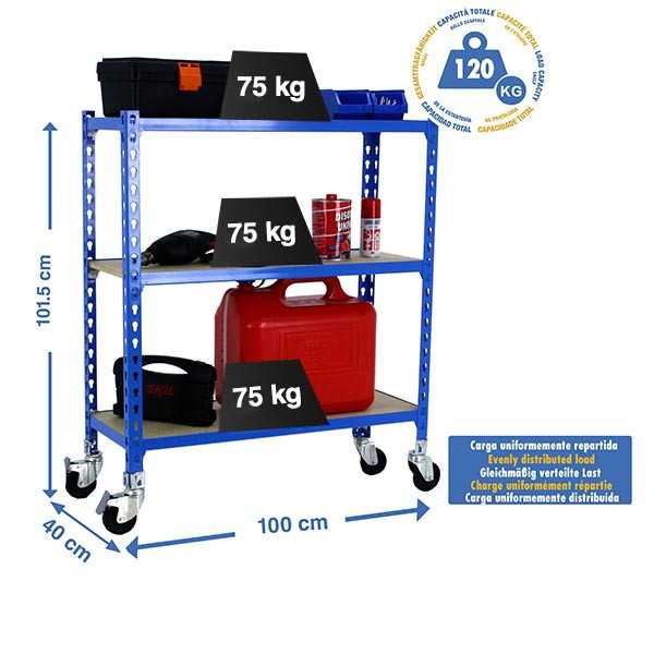 Estanteria 975x1000x400 MADERCLICK MOBILE PLUS 3/400 900 AZUL/MADERA marca SIMONRACK