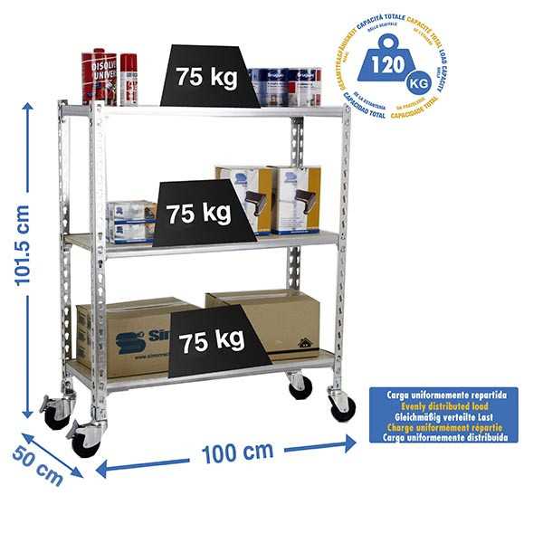 Estanteria 975x1000x500 MADERCLICK MOBILE PLUS 3/500 900 GALVA/MADERA marca SIMONRACK