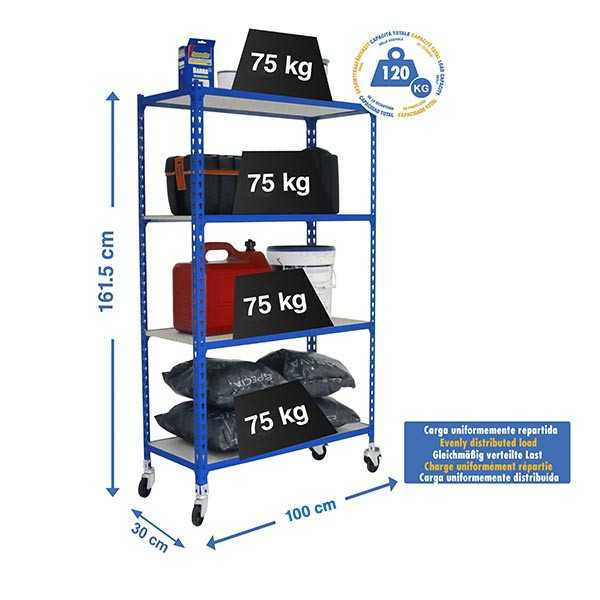 Estanteria 1575x1000x300 MADERCLICK MOBILE PLUS 4/300 1500 AZUL/MADERA marca SIMONRACK