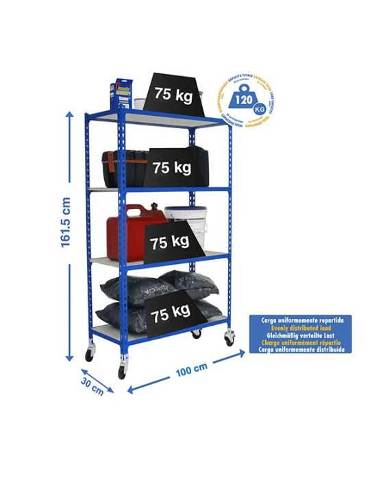 Estanteria 1575x1000x300 MADERCLICK MOBILE PLUS 4/300 1500 AZUL/MADERA marca SIMONRACK