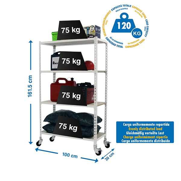Estanteria 1575x1000x300 MADERCLICK MOBILE PLUS 4/300 1500 BCO/MAD marca SIMONRACK