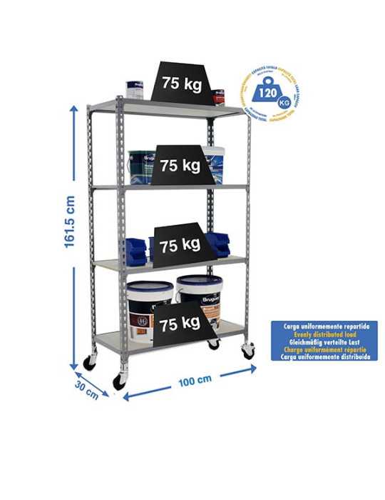 Estanteria 1575x1000x300 MADERCLICK MOBILE PLUS 4/300 1500 GRIS/MADERA marca SIMONRACK