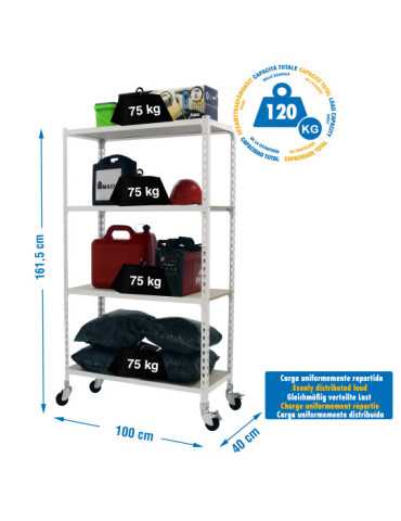 Estanteria 1575x1000x400 MADERCLICK MOBILE PLUS 4/400 1500 BCO/MAD marca SIMONRACK