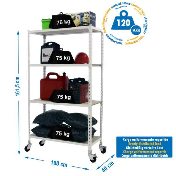 Estanteria 1575x1000x400 MADERCLICK MOBILE PLUS 4/400 1500 BCO/MAD marca SIMONRACK