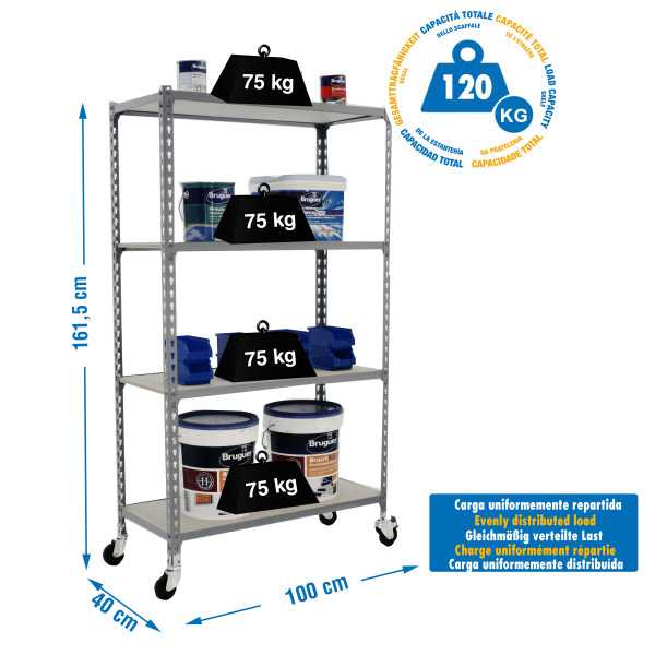 Estanteria 1575x1000x400 MADERCLICK MOBILE PLUS 4/400 1500 GRIS/MADERA marca SIMONRACK
