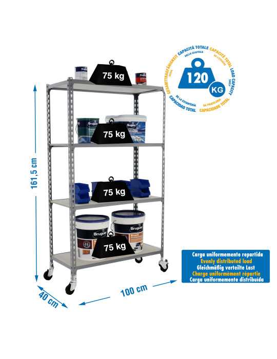 Estanteria 1575x1000x400 MADERCLICK MOBILE PLUS 4/400 1500 GRIS/MADERA marca SIMONRACK