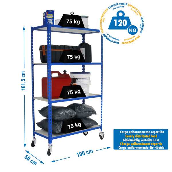 Estanteria 1575x1000x500 MADERCLICK MOBILE PLUS 4/500 1500 AZUL/MADERA marca SIMONRACK