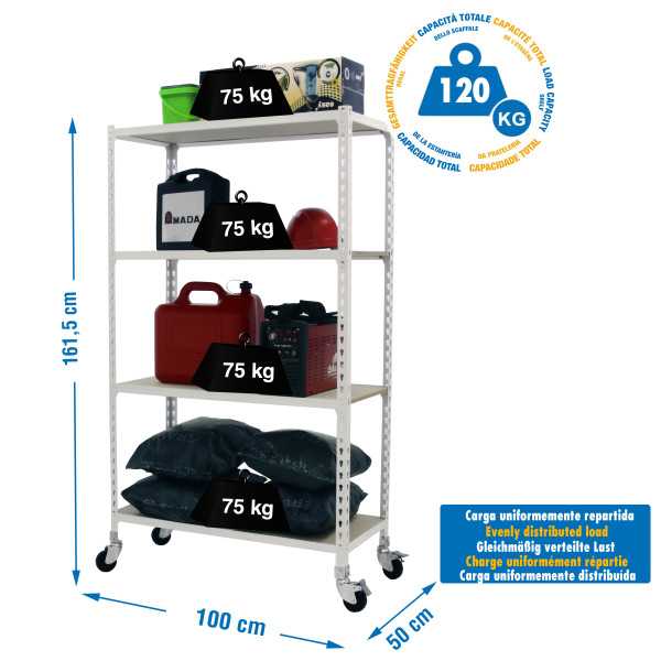 Estanteria 1575x1000x500 MADERCLICK MOBILE PLUS 4/500 1500 BCO/MAD marca SIMONRACK