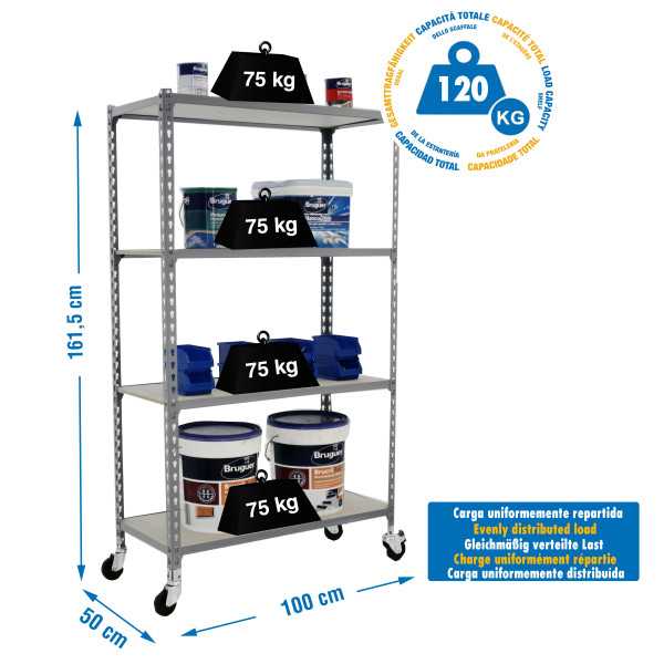Estanteria 1575x1000x500 MADERCLICK MOBILE PLUS 4/500 1500 GRIS/MADERA marca SIMONRACK