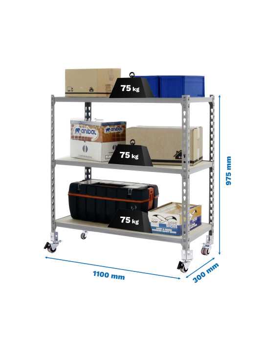 Estanteria 975x1100x300 MADERCLICK MOBILE SUPERPLUS 3/300 900 GRIS/MAD marca SIMONRACK