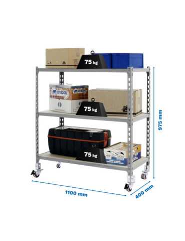 Estanteria 975x1100x400 MADERCLICK MOBILE SUPERPLUS 3/400 900 GRIS/MAD marca SIMONRACK