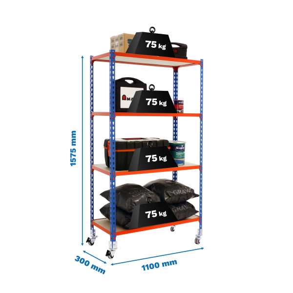 Estanteria 1575x1100x300 MADERCLICK MOBILE SUPERPLUS 4/300 1500 AZ/NA/M marca SIMONRACK