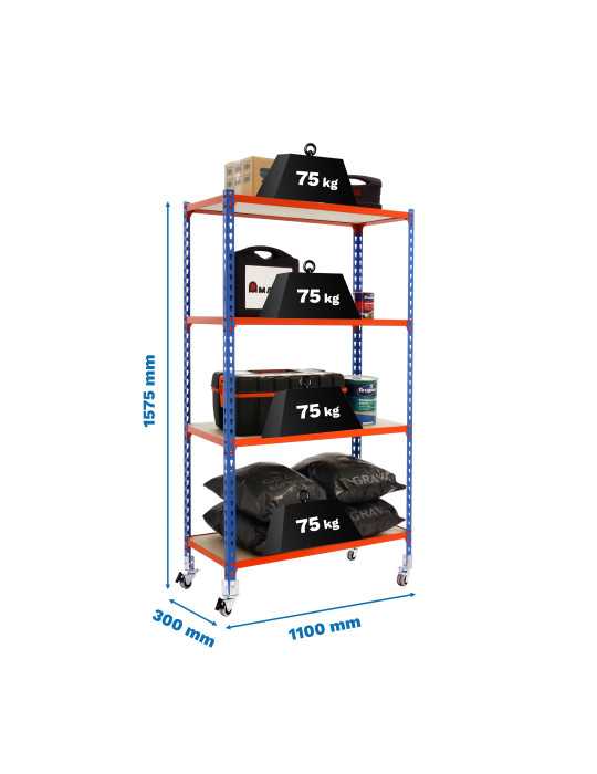 Estanteria 1575x1100x300 MADERCLICK MOBILE SUPERPLUS 4/300 1500 AZ/NA/M marca SIMONRACK