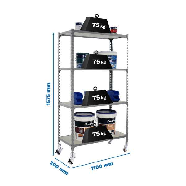 Estanteria 1575x1100x300 MADERCLICK MOBILE SUPERPLUS 4/300 1500 GRIS/MA marca SIMONRACK