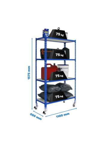 Estanteria 1575x1100x500 MADERCLICK MOBILE SUPERPLUS 4/500 1500 AZUL/MA marca SIMONRACK