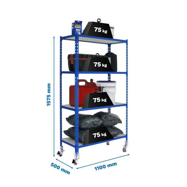 Estanteria 1575x1100x500 MADERCLICK MOBILE SUPERPLUS 4/500 1500 AZUL/MA marca SIMONRACK