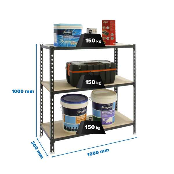 Estanteria 1000x1000x300 MADERCLICK PLUS 3/300 1000 ANTRACITA/MADERA marca SIMONRACK