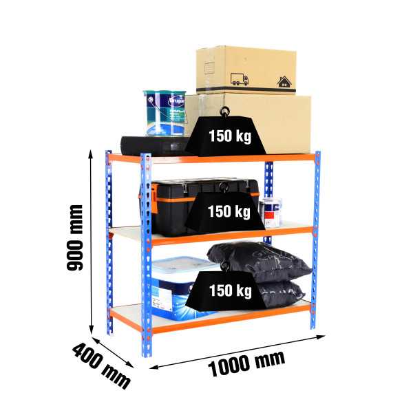 Estanteria 900x1000x300 MADERCLICK PLUS 3/300 900 AZUL/NARANJA/MADERA marca SIMONRACK