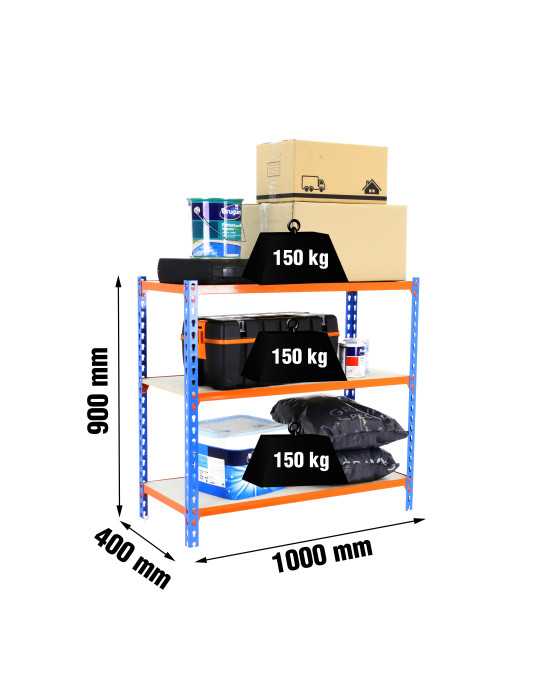 Estanteria 900x1000x300 MADERCLICK PLUS 3/300 900 AZUL/NARANJA/MADERA marca SIMONRACK