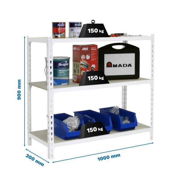 Estanteria 900x1000x300 MADERCLICK PLUS 3/300 900 BLANCO/MADERA marca SIMONRACK