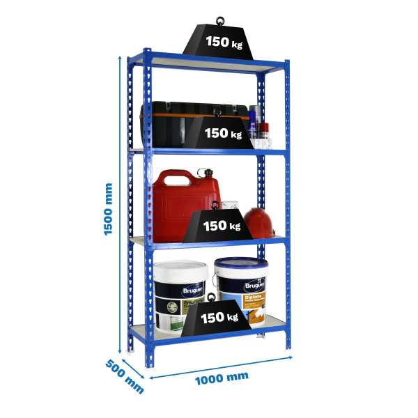 Estanteria 1500x1000x500 MADERCLICK PLUS 4/500 1500 AZUL/MADERA marca SIMONRACK