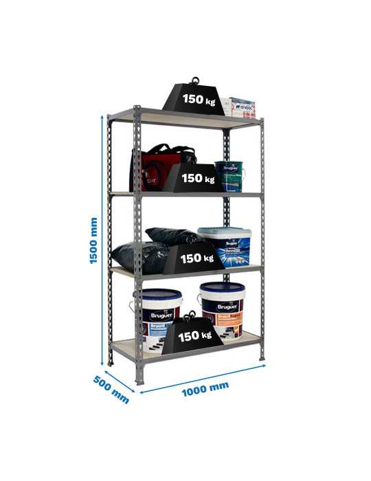 Estanteria 1500x1000x500 MADERCLICK PLUS 4/500 1500 GRIS/MADERA marca SIMONRACK