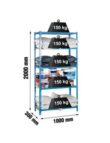 Estanteria 2000x1000x300 MADERCLICK PLUS 5/300 AZUL/MADERA marca SIMONRACK