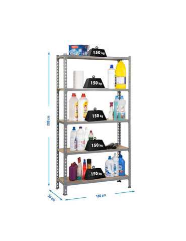 Estanteria 2000x1000x300 MADERCLICK PLUS 5/300 GRIS/MADERA marca SIMONRACK