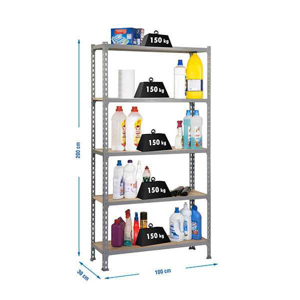 Estanteria 2000x1000x300 MADERCLICK PLUS 5/300 GRIS/MADERA marca SIMONRACK