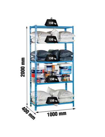 Estanteria 2000x1000x400 MADERCLICK PLUS 5/400 AZUL/MADERA marca SIMONRACK